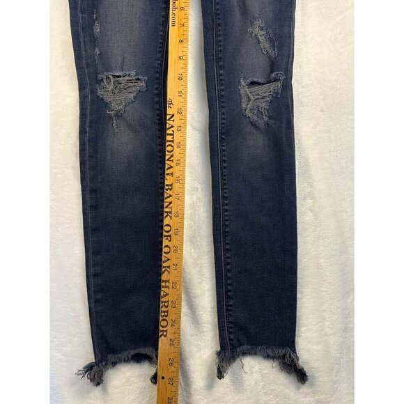 Lucky Brand Womens Distressed Jeans 00/24 Dark Wash Frayed Hem Brooke Legging - Picture 7 of 10